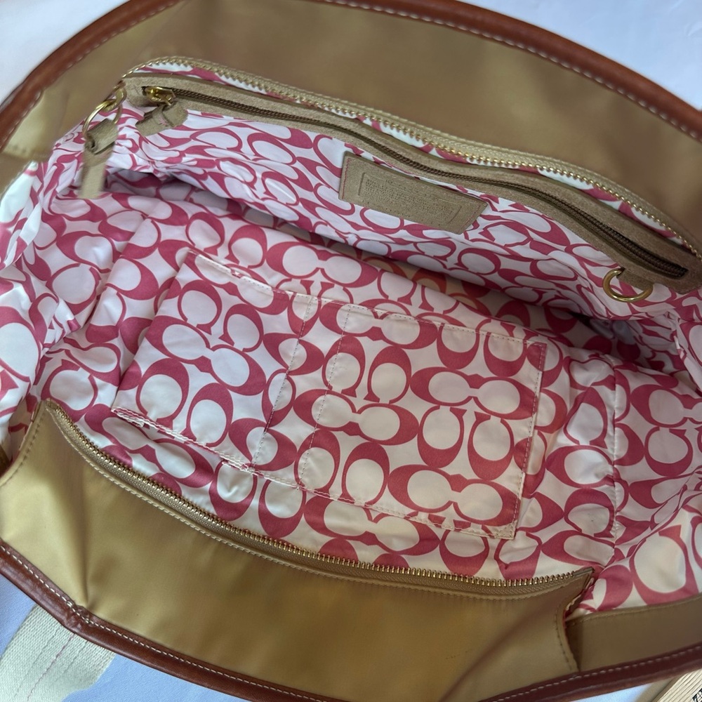 Coach Tan and Pink Tote Bag - Picture 13 of 15
